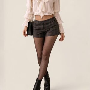 Alice + Olivia Wool Plaid Low Rise Mini Shorts Size 6 dark academia preppy Y2K